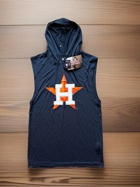 Houston Astros MLB Stitches Sleeveless Pullover Drawstring Hoodie Navy Size S